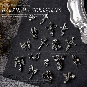 Set <span class=keywords><strong>de</strong></span> Dijes Vintage Góticos para <span class=keywords><strong>Uñas</strong></span>, Adornos <span class=keywords><strong>de</strong></span> Aleación en Plata Oscura con Cruz, Calavera, Espina <span class=keywords><strong>de</strong></span> Pescado, Corazón <span class=keywords><strong>de</strong></span> Ángel para <span class=keywords><strong>Uñas</strong></span> Acrílicas - Product Image 4