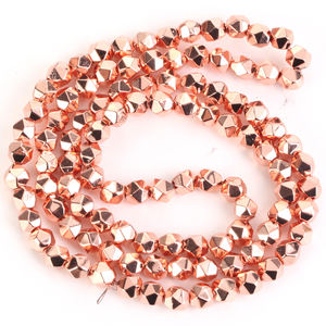 2/3/4mm manik-manik batu alam berlapis emas biru warna-warni segi bulat Hematite longgar manik Spacer untuk membuat perhiasan DIY gelang - Product Image 6