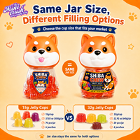 Bonbons gélifiés aux fruits OEM ODM en pot mignon en forme de chien Shiba avec saveurs de fruits assorties 15g 32g, coupelles de gelée pour la vente en gros