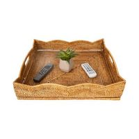 Maßgefertigtes Rechteckiges Rattan-Serviertablett mit Tragegriffen Elegantes Handgefertigtes Esszimmer-Küchen-Make-up Teezeit-Essentials