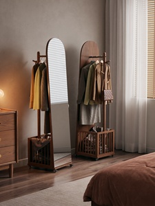 <span class=keywords><strong>Miroir</strong></span> sur pied intégré avec rangement, amovible, pleine longueur, mobile, pour chambre à coucher CYJ049 - Product Image 1