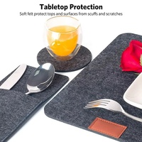 Ensemble de sets de table, sous-verres et pochettes à couverts en feutre personnalisables avec logo, résistants à la chaleur et lavables, pour table à manger