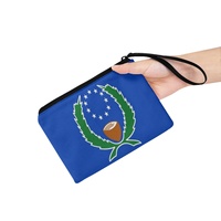 Dompet Koin Mini Beritsleting Cetak Bendera Pohnpei yang Modis, Bahan Kanvas Poliester Warna Campuran, Dompet Penyimpanan Uang Receh