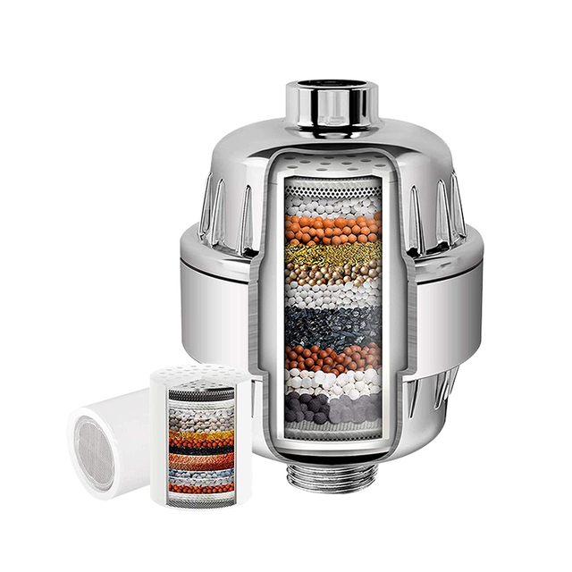 KDF Filter Cartridge Shower Head Filter Remove Chlorine Odor Hard Water Softener 15 Stage Shower Filter
