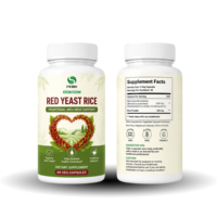 Capsules d'extrait de riz rouge fermenté personnalisées, 2% de monacoline K, complément végétalien, certifié CGMP HACCP, service d'étiquetage privé OEM