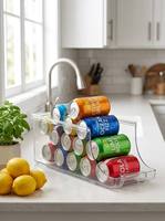 Boîte de rangement en plastique empilable transparente, organisateur minimaliste pour boissons et cuisine
