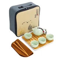 Service à thé en céramique chinoise portable JY, ensemble de tasses à thé de voyage, céramique de luxe, style européen, modèle minimaliste moderne, cadeau créatif