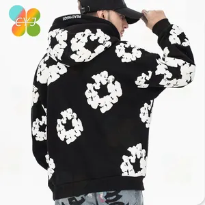 Unisex Pullover Foam 3d Puff Printing Hoodie Embroidery 100% Cotton Heavy Weight Custom Oversized All Over Print Hoodies Men