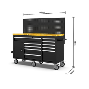 Chariot à outils en acier laminé à froid portable et robuste - OEM/ODM/OBM Chariot d'atelier Capacité de charge de 300 kg 10 tiroirs avec serrure - Product Image 1