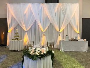 Kit de Soporte para Telón de Fondo de Tubo y Cortina con Doble Barra Transversal, Resistente y Ajustable, para Decoración de Bodas - Product Image 5