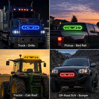 Barre lumineuse LED ovale universelle 5 couleurs (rouge, bleu, vert, ambre, blanc) – Lampe de signalisation d'urgence pour grille de calandre, montage sur pont, camion, SUV, voiture