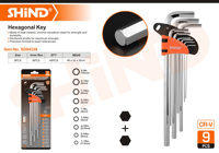 94333-94339 9Pcs Set Kunci Hexagon Ujung Rata Panjang Pendek Sedang Metrik Hex Allen Torx Key SHIND