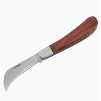 Couteau de greffage pliant avec manche en bois de rose, outil de jardinage, de camping et d'extérieur en acier inoxydable pour la taille et la bouturage