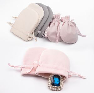 Pochette de luxe ronde personnalisée pour bijoux, double couche, en velours rose, pour emballage de bijoux - Product Image 2