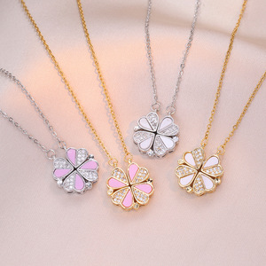 <span class=keywords><strong>Collana</strong></span> Trifoglio in Cristallo Placcato Oro 18K, <span class=keywords><strong>Collana</strong></span> Portafortuna con <span class=keywords><strong>Quadrifoglio</strong></span> in Acciaio Inox Magnetico con Zirconi Cubici - Product Image 6