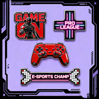 Badge en métal personnalisé pour manette de jeu, épinglette en émail Esports, thème gaming, en alliage de zinc, fabricant d'épinglettes de revers, style antique et moderne, sur mesure