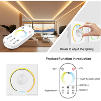 Contrôleur de bande LED CCT noir avec écran tactile, variateur d'intensité, télécommande montée, DC12V24V, réglage de la température de couleur et de la luminosité