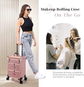 Valigetta professionale per trucco rotante con cassetti, grande carrello cosmetico con serrature, custodia per trucco per cosmetici - Product Image 6