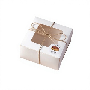 <strong>White</strong> Minimalist <strong>Basque</strong> square 6-inch Transparent Vintage-style Cake Box for Baked Desserts Cake Bases Cheese - Product Image 1