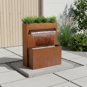 Fontana a Cascata in Metallo Artificiale Impermeabile Rettangolare per Interni/Esterni, Illuminata a Energia Solare, Facile da Installare - Product Image 5