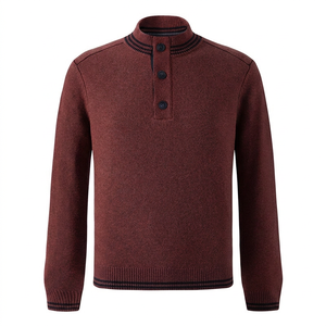OEM GOTS Personalized Turtleneck Knitwear <b>Long</b> Sleeve Casual Autumn Button 100% Merino Wool Sweater <b>for</b> <b>Men</b> - Product Image 6