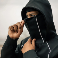 Sweat-shirt Techwear personnalisé avec logo, col montant, fermeture éclair quart de tour, style Ninja, coupe oversize, avec bandes réfléchissantes pour homme
