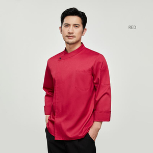 เสื้อเชฟแขนยาวแบบสั่งทำพิเศษ คอจีน แขนจั๊มพ์ กระเป๋าคู่ สำหรับร้านอาหาร บิสโทร บาร์ - Product Image 6