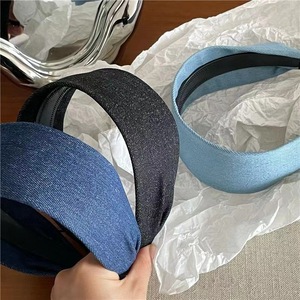 Diadema de tela ancha azul vaquero, elegante y única, estilo coreano, perfecta para un look urbano, diadema para peinar el cabello - Product Image 3