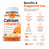 Gommes de citrate de calcium, vitamine D3 et pectine, saveur orange, sans sucre, complément alimentaire pour une nutrition minérale quotidienne et le bien-être