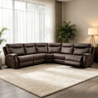 Canapé d'angle inclinable en cuir pour salon, avec appuie-tête réglable, de fabrication industrielle