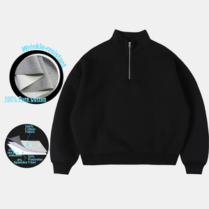 <span class=keywords><strong>Felpa</strong></span> con <span class=keywords><strong>Zip</strong></span> 1/4 per <span class=keywords><strong>Uomo</strong></span>, Vendita Diretta dalla Fabbrica, Spalle Scese, Peso Pesante 630GSM, Oversize, Unisex, Senza Stampa - Product Image 2
