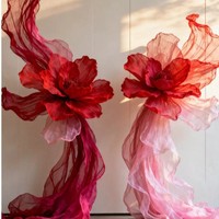 Installations artistiques florales en tissu voile faites à la main de qualité supérieure - Commande en gros pour mariages, hôtels et présentoirs de vente au détail