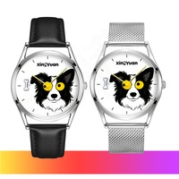 Montre Unisexe Weekender 40mm Motif Chien Chiot Dessin Animé pour Femme et Homme, Bracelet en Cuir, Mouvement à Quartz, Étanche et Design Élégant pour Enfants
