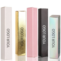 Emballage personnalisé pour gloss à lèvres avec logo, finition mate holographique et dorure à chaud en relief, boîtes individuelles pour gloss à lèvres