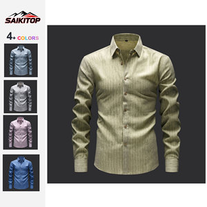 Camisa <span class=keywords><strong>de</strong></span> Vestir <span class=keywords><strong>de</strong></span> <span class=keywords><strong>Manga</strong></span> <span class=keywords><strong>Larga</strong></span> para Hombre, Estilo Vintage a Rayas, <span class=keywords><strong>de</strong></span> Alta Calidad, Informal, para Uso Diario - Product Image 1