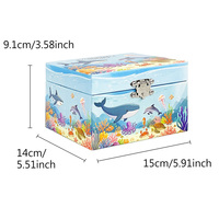 Caja Musical de Papel Ecológica con Diseño de Aventura Oceánica, Delfín Giratorio, Mecanismo de Manivela, Regalo para Niñas en su Cumpleaños