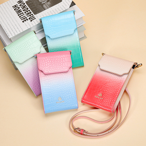 High Quality Custom Gradient Color Vegan Croco Texture PU Leather Women's Luxury Crossbody Sling <strong>Bag</strong> for iPhone Samsung - Product Image 1