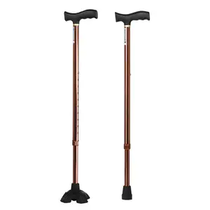 Yüksekliği ayarlanabilir tıbbi baston üç dört ayaklı yürüyüş koltuk değneği