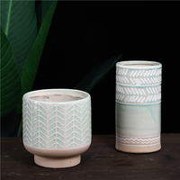 Pots de plantes pour chiens en céramique faits à la main en grès à motif géométrique moderne Vase de table créatif pour la décoration de la maison