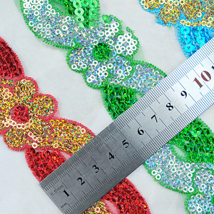 Tissu de dentelle bon marché 4cm accessoire de vêtement à faire soi-même dentelle d'<span class=keywords><strong>organza</strong></span> de maille de fleur pour le costume Dancewear tissu de couture de garnitures pailletées de paillettes - Product Image 2