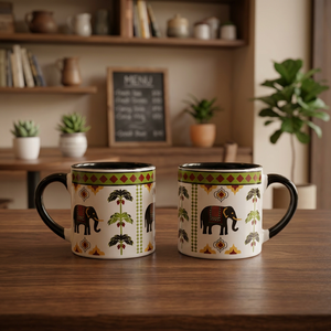 Classic Ceramic Coffee Mugs Floral Pattern Blue White Heat Resistant Party <b>Tea</b> Drinking <b>Set</b> - Product Image 2