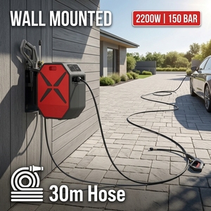 Nettoyeur haute pression mural 2200W à couple élevé, électrique, pour voiture, avec <span class=keywords><strong>enrouleur</strong></span> de <span class=keywords><strong>tuyau</strong></span> <span class=keywords><strong>automatique</strong></span>, pour la maison, le garage et le detailing - Product Image 1