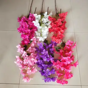 Flores artificiales de un solo vástago para decoración del hogar, flores de buganvilla de seda, venta al por mayor, AF0410