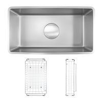 Évier de cuisine en acier inoxydable 304 fait main, à cuve unique, à encastrer, avec surface noire mate, pour une utilisation en cuisine agricole