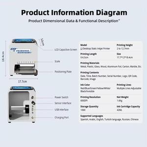 Impresora de Inyección de Tinta Estática Inteligente de Escritorio con Pantalla Táctil, Máquina de Codificación de Fecha de <span class=keywords><strong>Caducidad</strong></span>, Logotipo, Número de Lote para Latas, Botellas y Cartones - Product Image 5
