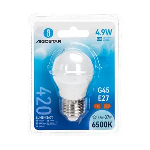 Ampoule LED G45 E27 4,9W, lumière blanche, économie d'énergie, longue durée de vie ; idéale pour l'éclairage domestique et les environnements - Product Image 2