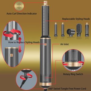 Brosse sèche-cheveux avec sèche-cheveux ionique négatif à grande vitesse de 110,000 tr/min, fer à friser automatique, sèche-cheveux à air chaud 6 en 1 - Product Image 2