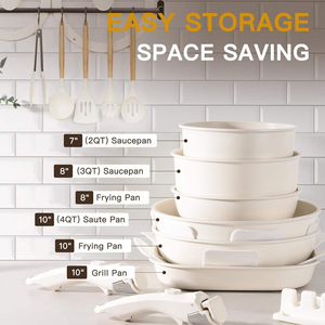 Ensemble <span class=keywords><strong>de</strong></span> casseroles professionnel en acier inoxydable 23 pièces avec poignées amovibles, compatible four 525F, gaz et induction, antiadhésif moderne - Product Image 3