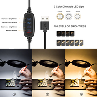 USB 3-color Magnifying Glass Desk Lamp 5X Magnifier Welding Tool for Soldering Repair Work Office LED Light