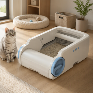 Bac à <span class=keywords><strong>litière</strong></span> pour chat à nettoyage automatique, toilette intelligente pour chat, contrôle par application WiFi, anti-éclaboussures, ouvert pour les chats d'intérieur - Product Image 5